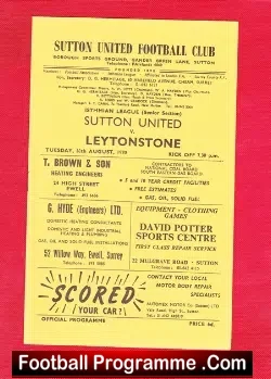 Sutton United v Leytonstone 1970