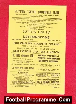 Sutton United v Leytonstone 1972