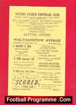 Sutton United v Walthamstow Avenue 1971