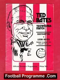 Ted Bates Testimonial Benefit Match Southampton 1974 - football programme