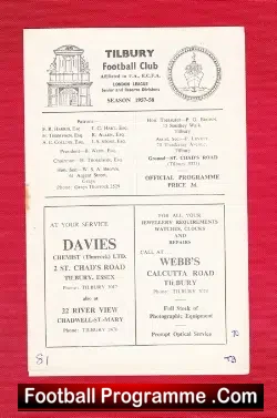 Tilbury v Cray Wanderers 1958 – London League