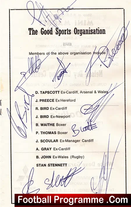 Tredomen & Maesycwmmer v Good Sports Organisation 1978 – SIGNED