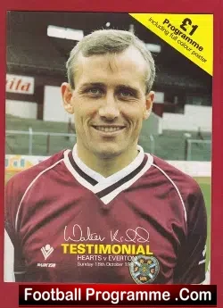 Walter Kidd Testimonial Heart of Midlothian Hearts 1987 - SIGNED - football programme