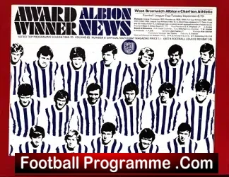 West Bromwich Albion v Charlton Athletic 1970 - football programme