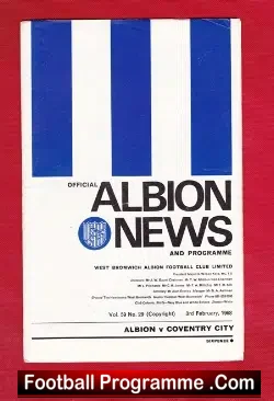 West Bromwich Albion v Coventry City 1968 - football programme