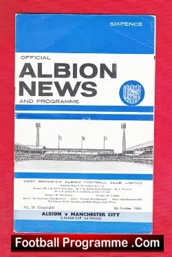 West Bromwich Albion v Manchester City 1966 - Autographed Signed - football programme