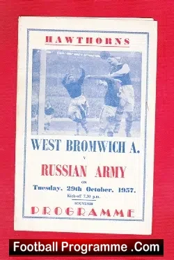 West Bromwich Albion v Russian Army 1957 - Russia - football programme
