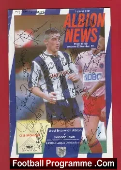 West Bromwich Albion v Swindon Town 1991 - Multi Autographed - football programme