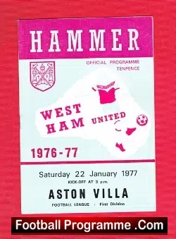 West Ham United v Aston Villa 1977