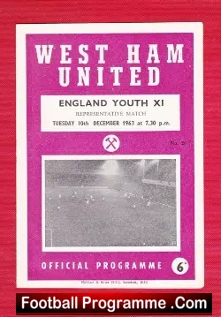 West Ham United v England 1963 – Youth Match + David Sadler