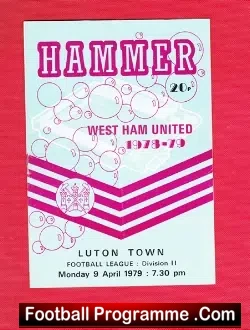 West Ham United v Luton Town 1979 - football programme
