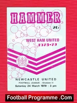 West Ham United v Newcastle United 1979 - football programme