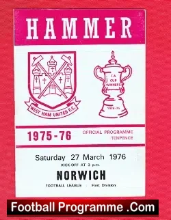 West Ham United v Norwich City 1976