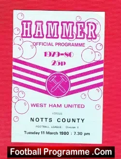 West Ham United v Notts County 1980