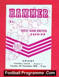 West Ham United v Orient 1978 - football programme