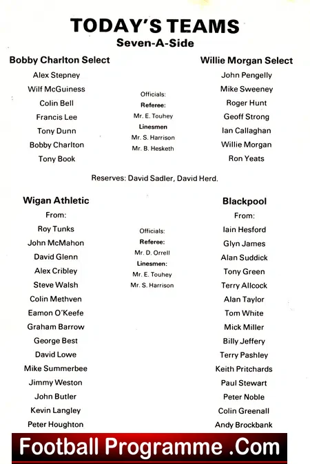 Wigan Athletic v Blackpool 1983 – George Best + Bobby Charlton