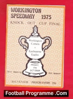 Workington Speedway Knock Out Cup Final 1975 - speedway programme