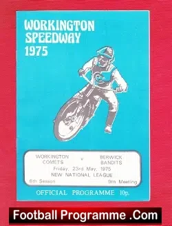 Workington Speedway v Berwick 1975 - speedway programme