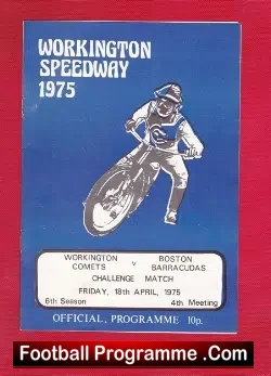 Workington Speedway v Boston 1975 - speedway programme