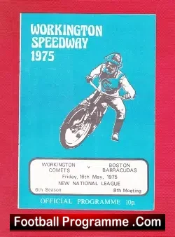 Workington Speedway v Boston 1975 - speedway programme
