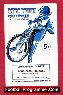 Workington Speedway v Long Eaton 1971 - speedway programme