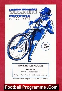 Workington Speedway v Teesside 1971 - speedway programme