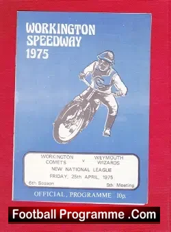 Workington Speedway v Weymouth 1975 - speedway programme
