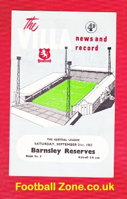 Aston Villa v Barnsley 1963 – Reserves Match