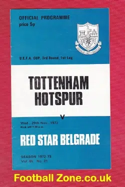 Tottenham Hotspur v Red Star Belgrade 1972 – UEFA Cup