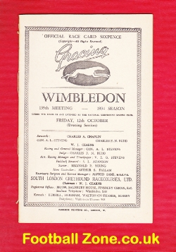 Greyhound Racing Programme Wimbledon 12th October 1934