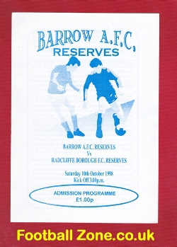 Barrow v Radcliffe Borough 1998 – Reserves Match