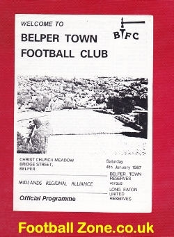Belper Town v Long Eaton United 1987 – Reserves Match