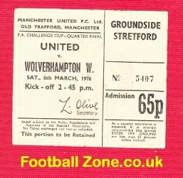 Manchester United v Wolves 1976 - Football Ticket