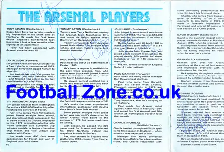Newcastle United v Arsenal 1984 - Multi Autographed Signed