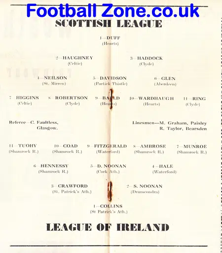 Scotland League v League Of Ireland 1954 – Bauld Hearts