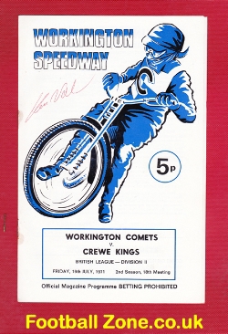 Workington Speedway v Crewe 1971 – Signed Autographed
