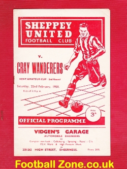 Sheppey United v Cray Wanderers 1958 – Kent Cup