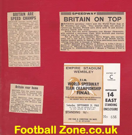 World Speedway Team Cup Final 1968 – Plus Ticket + Articles