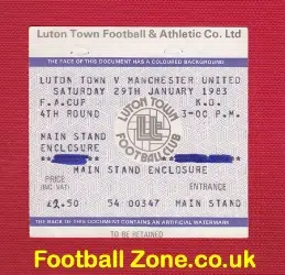 Luton Town v Manchester United 1983 - Football Ticket