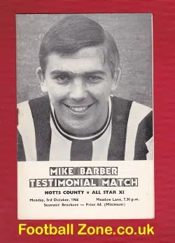 Mike Barber Testimonial Benefit Notts County 1966 + Tom Finney
