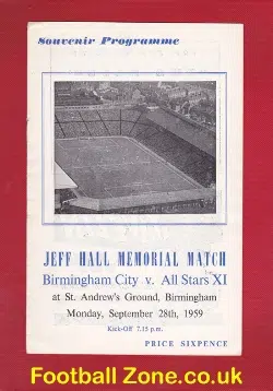 Jeff Hall Football Testimonial Birmingham City 1959