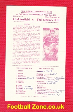 Huddersfield Rugby Ted Slavin Testimonial 1962