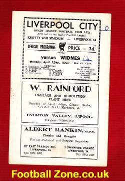 Liverpool City Rugby v Widnes 1962 – at Knotty Ash Stadium