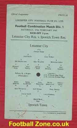 Leicester City v Ipswich Town 1965 – Reserves Match