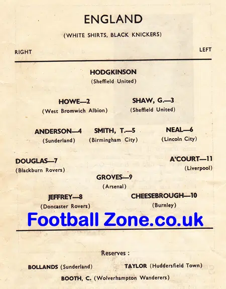 England v France 1956 – Under 23s at Ashton Gate