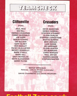 Cliftonville v Crusdaers 1995 – Multi Autographed