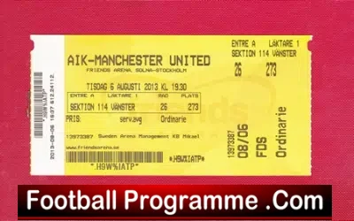 AIK v Manchester United 2013 – Full Ticket – Stockholm