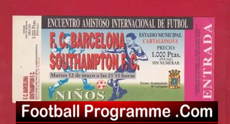 Barcelona v Southampton 1998 – Unused Football Ticket
