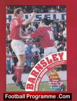 Barnsley v Notts County 1993 - Multi Autographed Signed - football programme