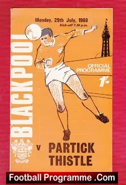 Blackpool v Partick Thistle 1968 - football programme